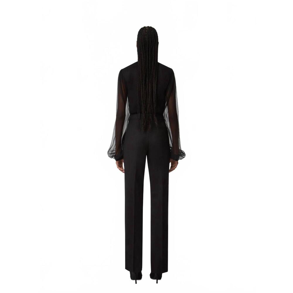 NEW NINA RICCI ruffled high neck crinkled silk muslin top in black - Picture 3 of 5